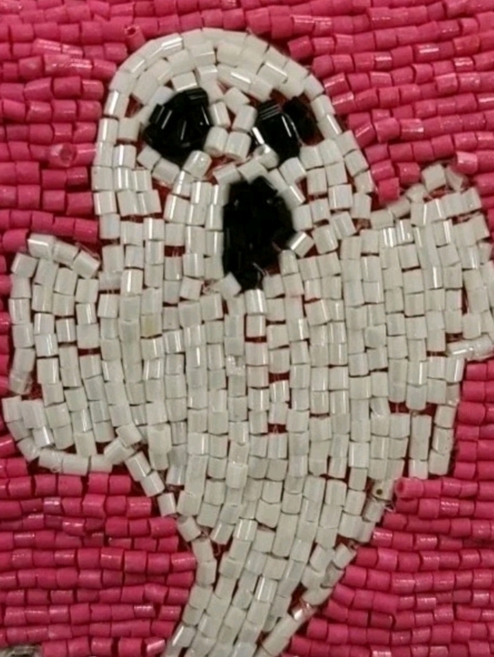Pink Beaded GHOST Throw Pillow Decor 14" Halloween NEW - Picture 2 of 7